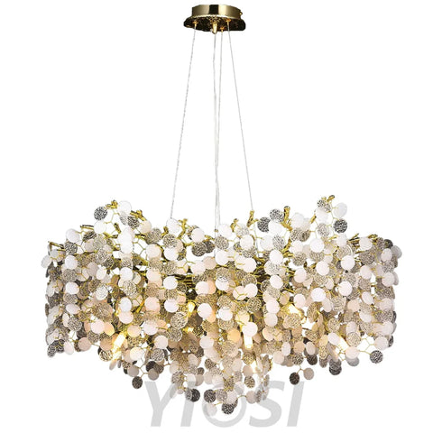 Flavia Modern Gold Blossom Crystal Oval Branch Chandelier