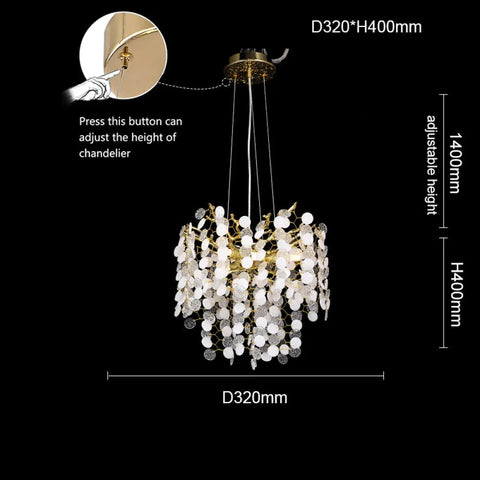 Flavia Modern Gold Blossom Crystal Round Branch Chandelier For Living Room 12.6’’Diam