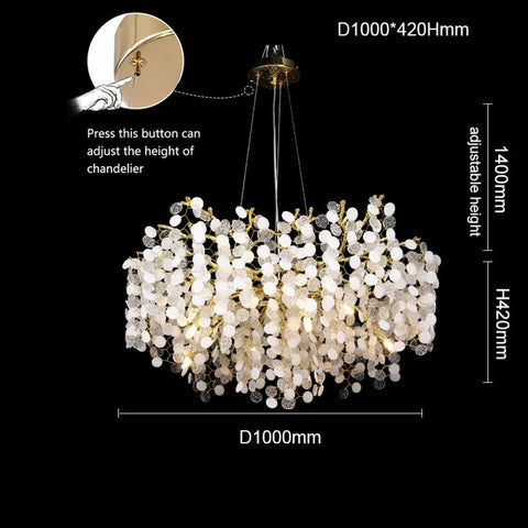 Flavia Modern Gold Blossom Crystal Round Branch Chandelier For Living Room 39.37’’Diam