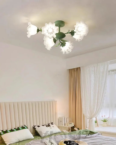 Flavian Ceiling Lamp with 6/10 heads - Green, Semi Flush Mounts, White-1-Yiosilamp