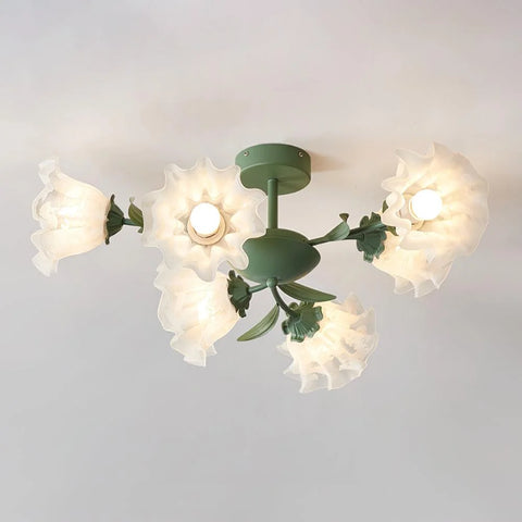 Flavian Ceiling Lamp with 6/10 heads - Green, Semi Flush Mounts, White-1-Yiosilamp