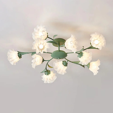 Flavian Ceiling Lamp with 6/10 heads - Green, Semi Flush Mounts, White-1-Yiosilamp