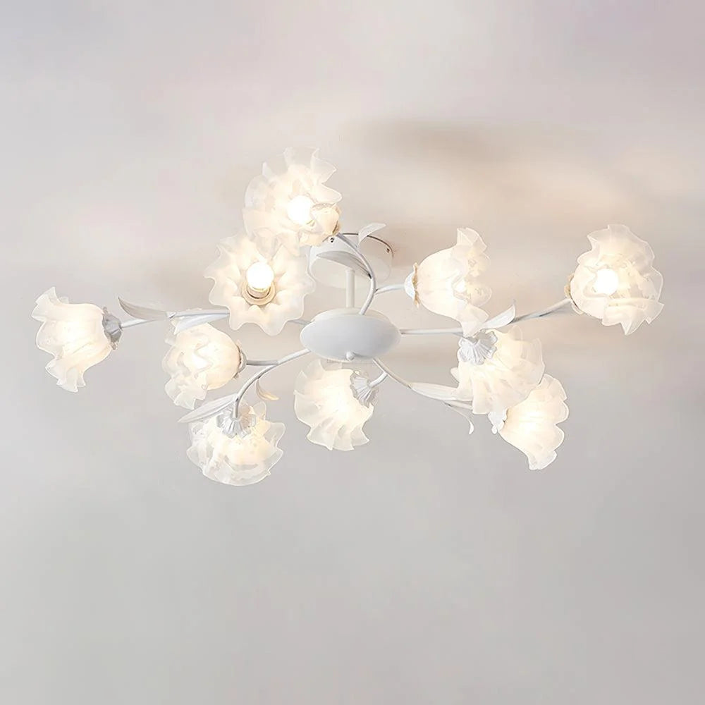 Flavian Ceiling Lamp with 6/10 heads - Green, Semi Flush Mounts, White-1-Yiosilamp