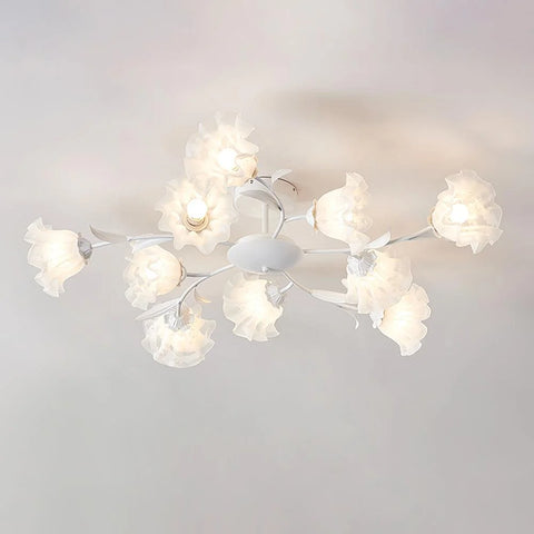 Flavian Ceiling Lamp with 6/10 heads - Green, Semi Flush Mounts, White-1-Yiosilamp