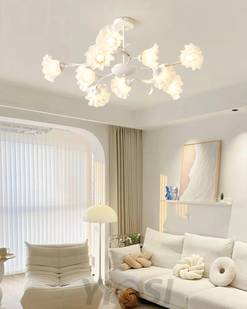 Flavian Ceiling Lamp with 6/10 heads - Green, Semi Flush Mounts, White-1-Yiosilamp