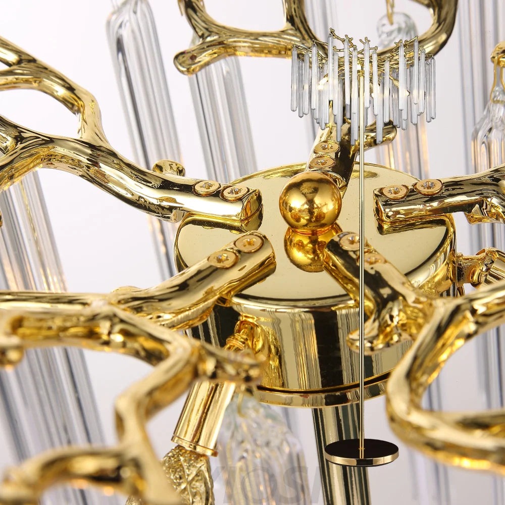 Fleur Modern Round Gold Clear Crystal Tube Table Lamp Besides Bed
