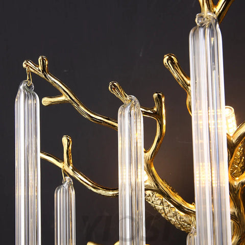 Fleur Modern Round Gold Clear Crystal Tube Wall Sconce For Bedroom Light Fixtures