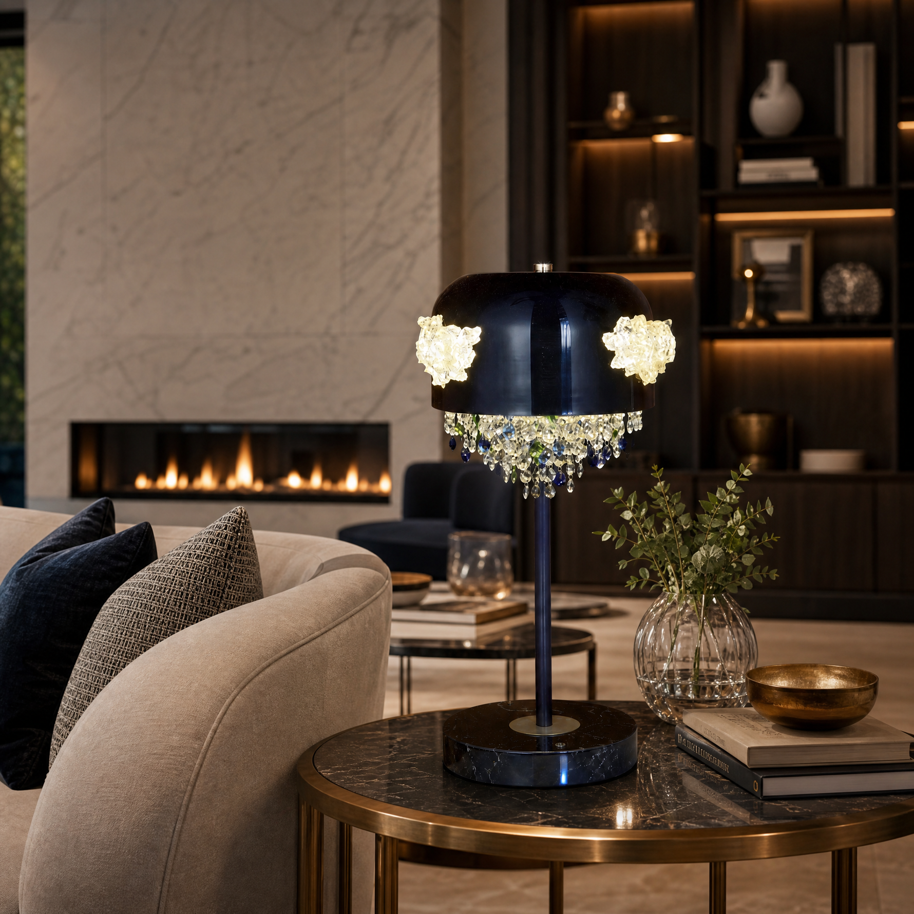 Floral Glory Modern Crystal Table Lamp