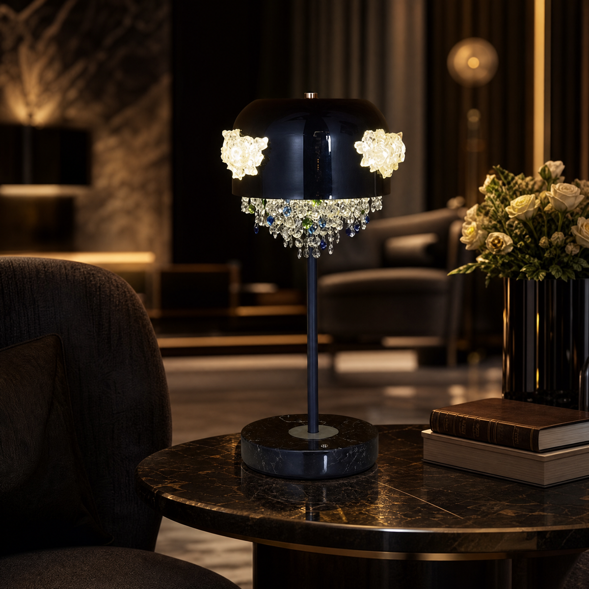 Floral Glory Modern Crystal Table Lamp - main