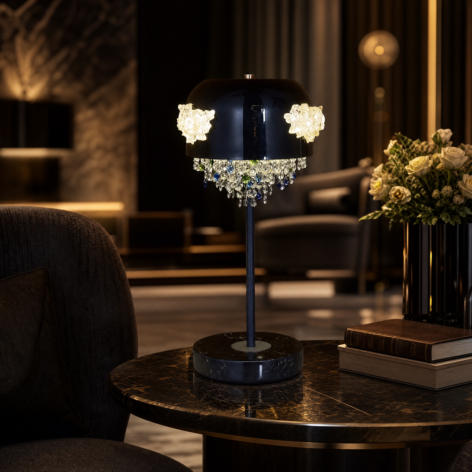 Floral Glory Modern Crystal Table Lamp - main