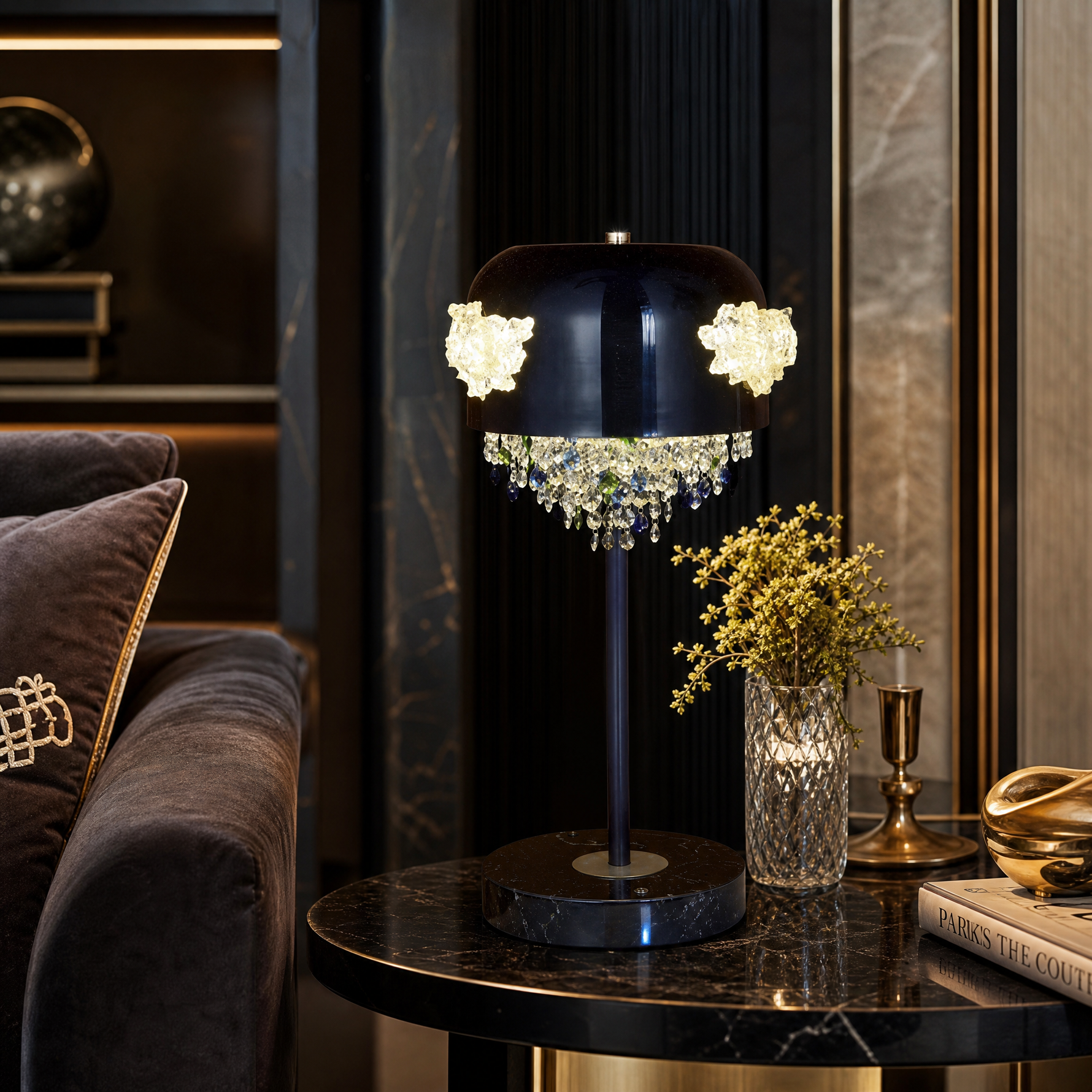 Floral Glory Modern Crystal Table Lamp - scene