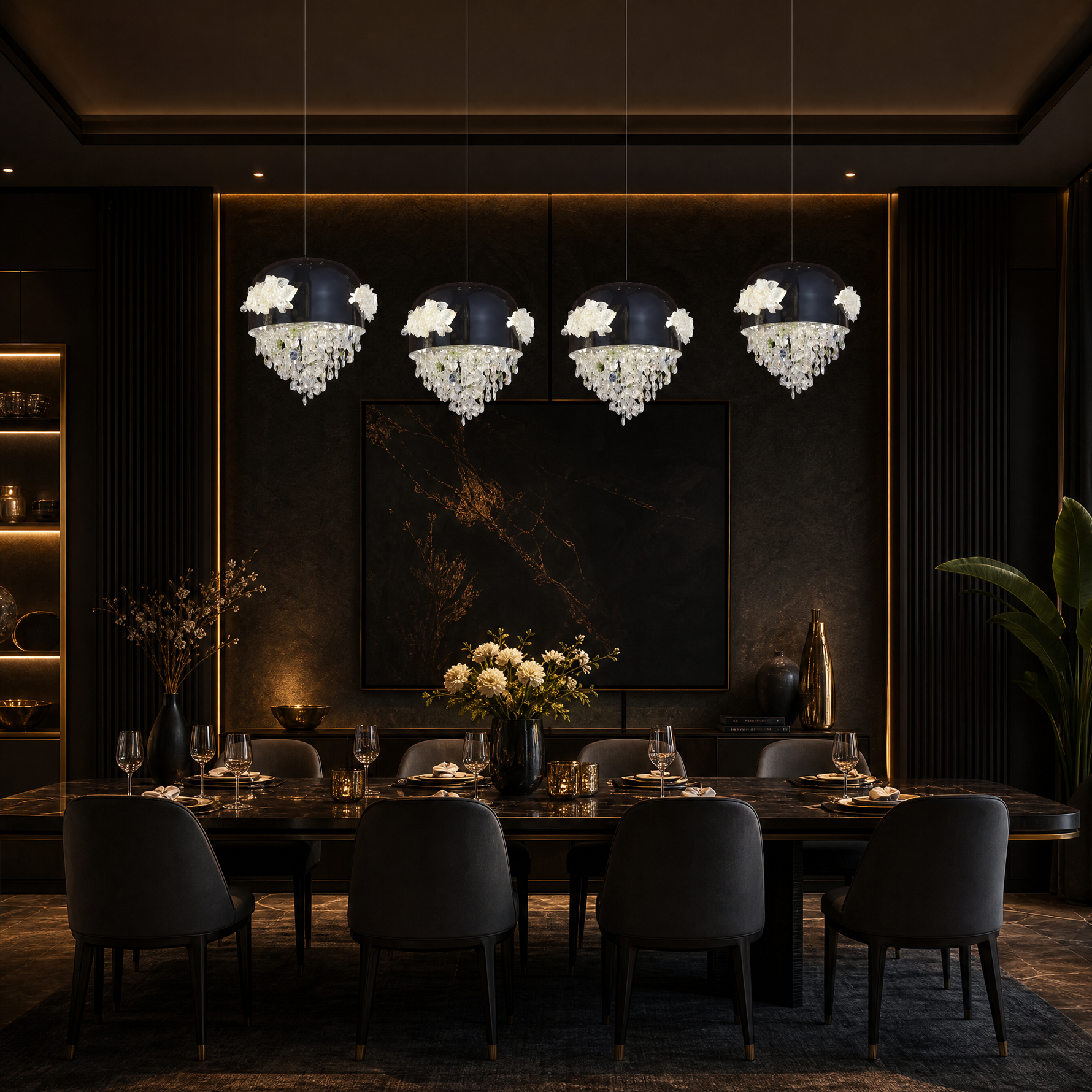Floral Glory Modern Linear Dining Pendant Light - main