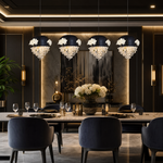 Floral Glory Modern Linear Dining Pendant Light - scene