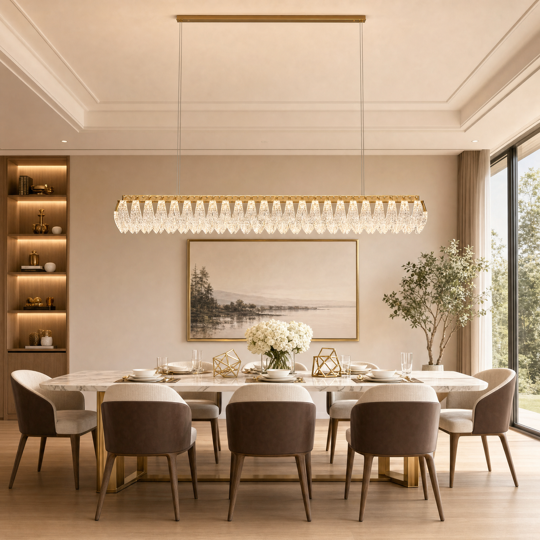 Floral Glory Modern Linear Dining Pendant Light