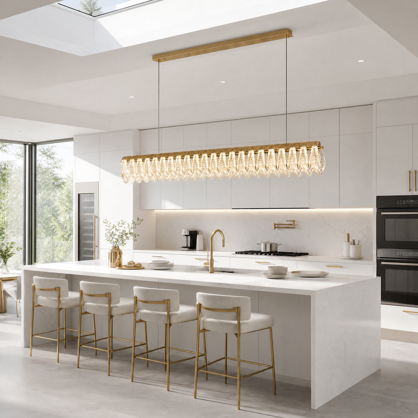 Floral Glory Modern Linear Dining Pendant Light