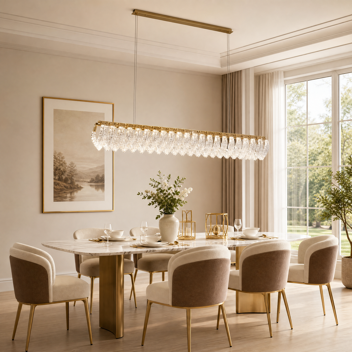 Floral Glory Modern Linear Dining Pendant Light