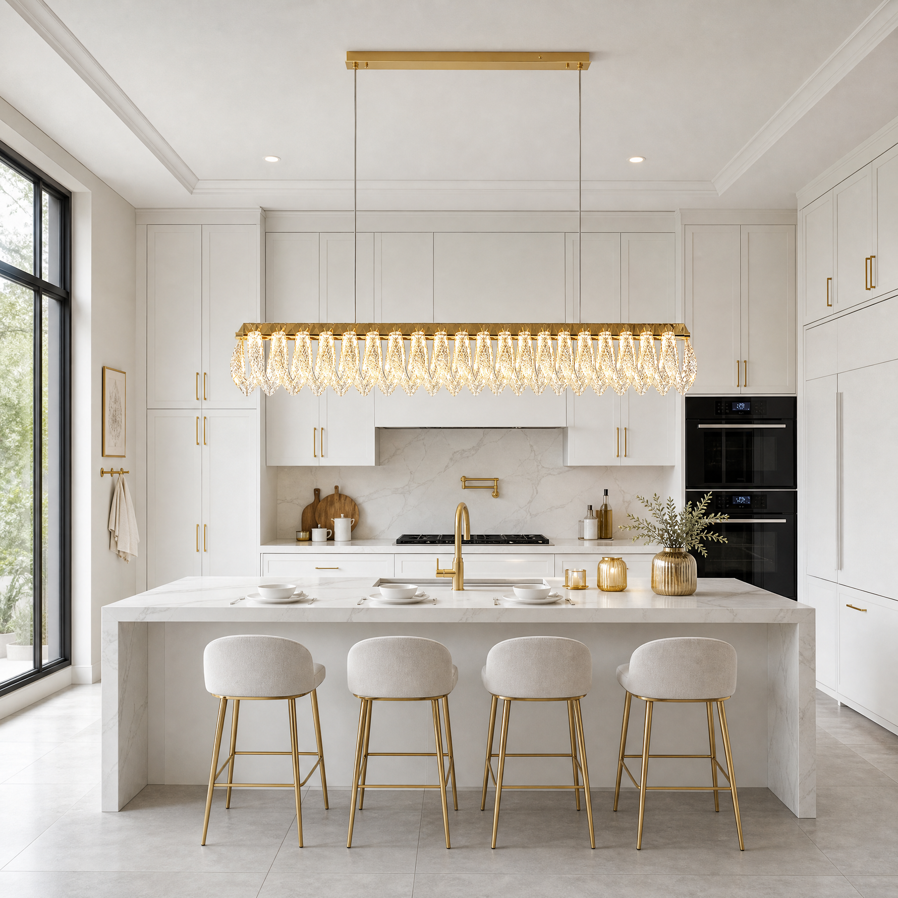 Floral Glory Modern Linear Dining Pendant Light