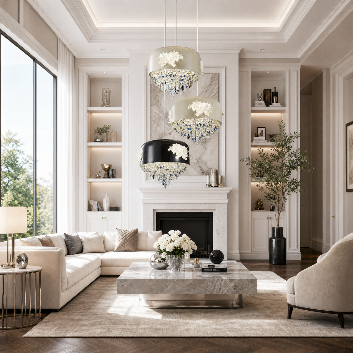 Floral Glory Modern Multi-Tier Cluster Chandelier