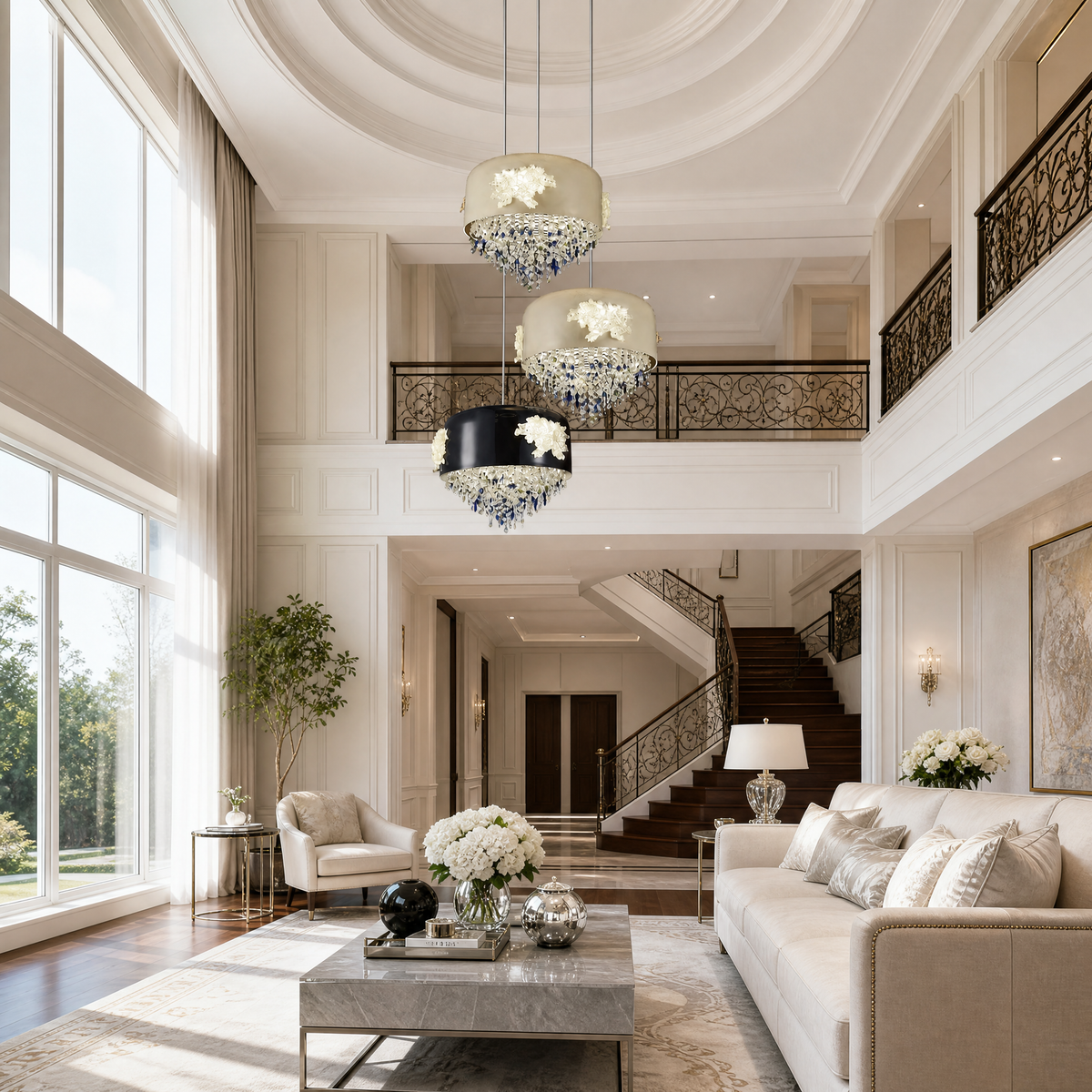Floral Glory Modern Multi-Tier Cluster Chandelier