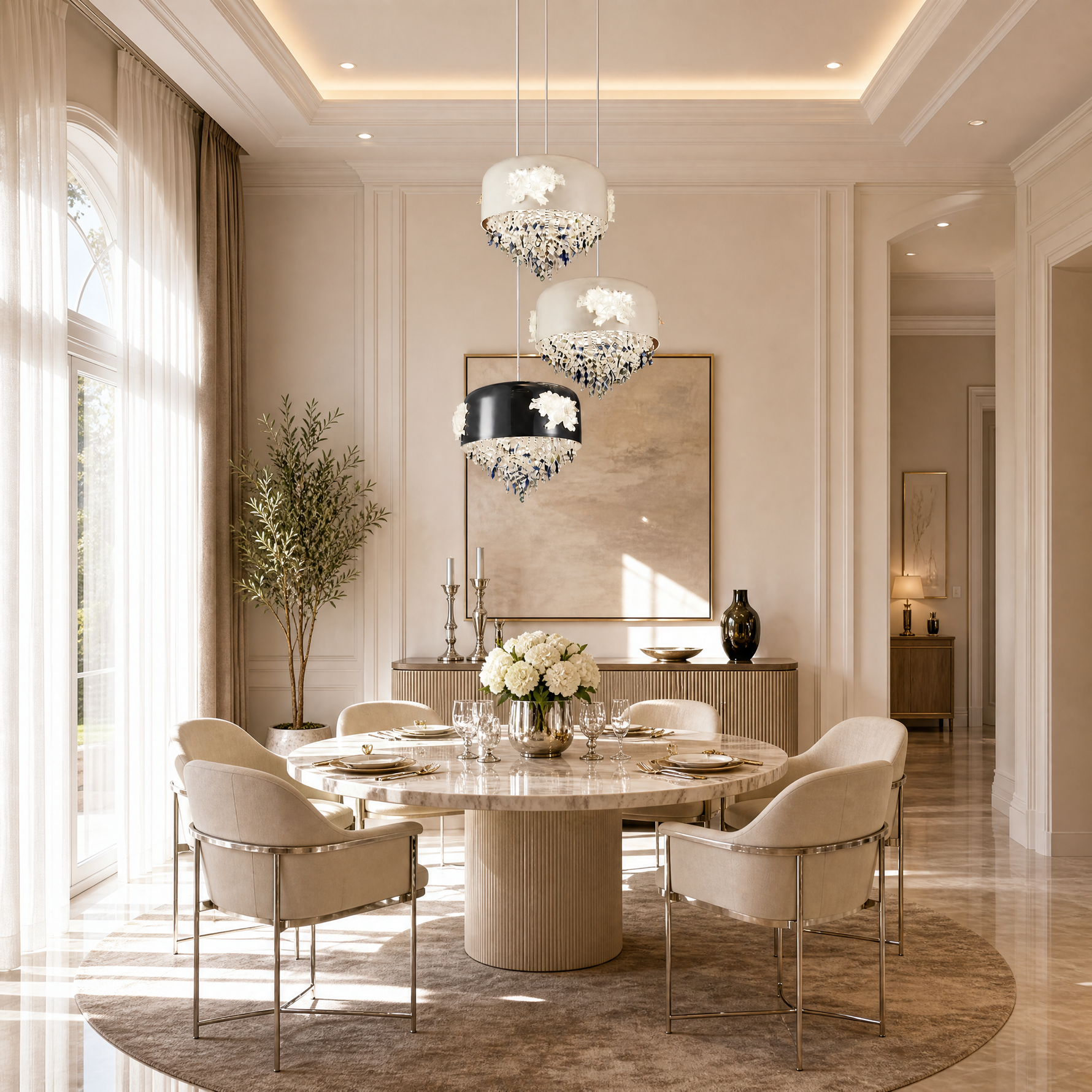 Floral Glory Modern Multi-Tier Cluster Chandelier