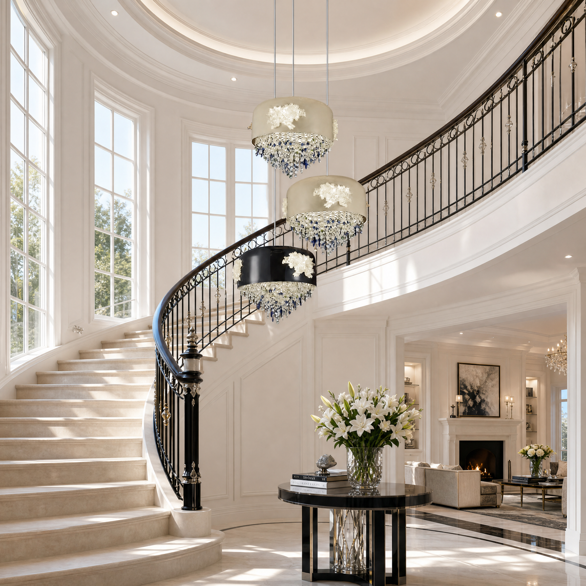 Floral Glory Modern Multi-Tier Cluster Chandelier