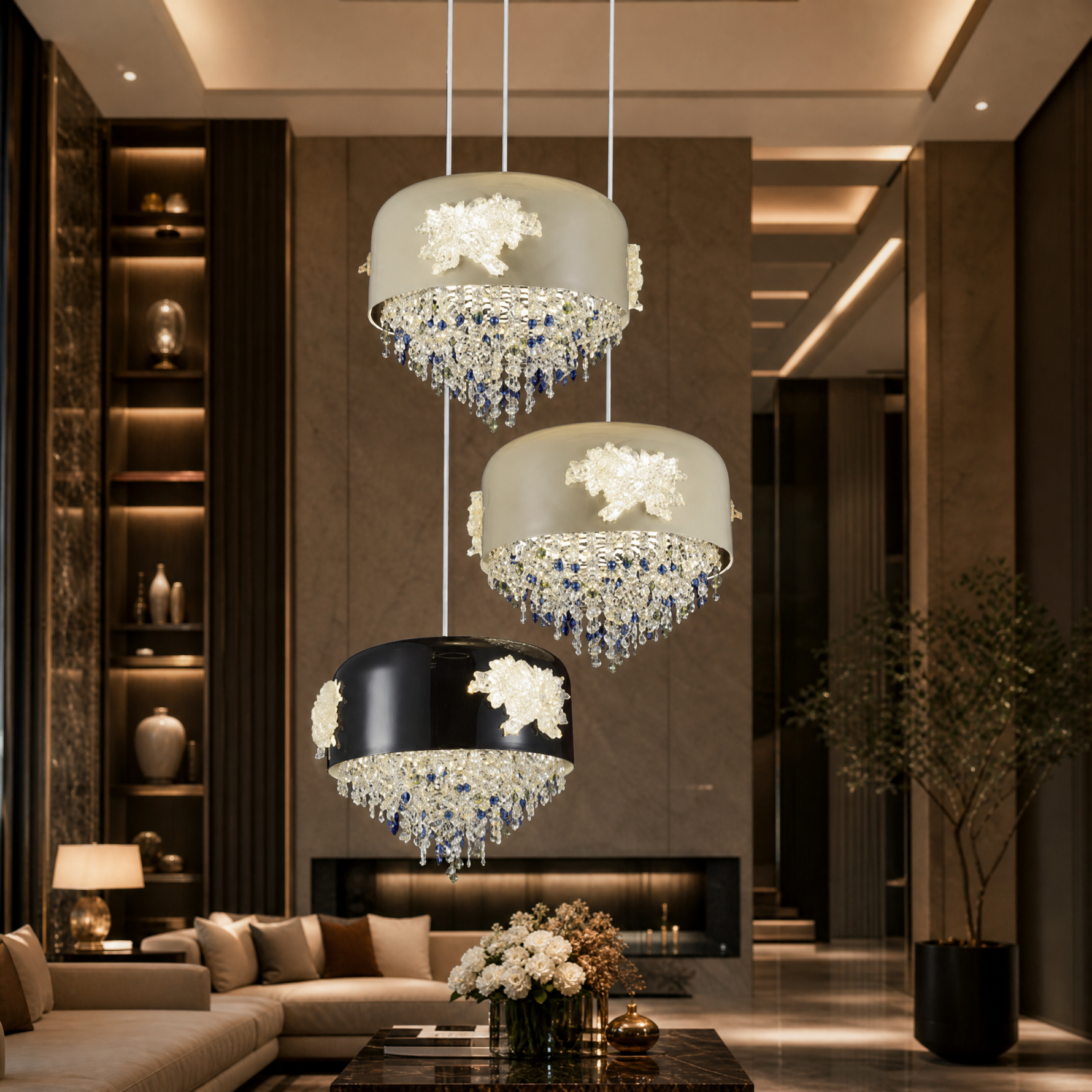Floral Glory Modern Multi-Tier Cluster Chandelier - main