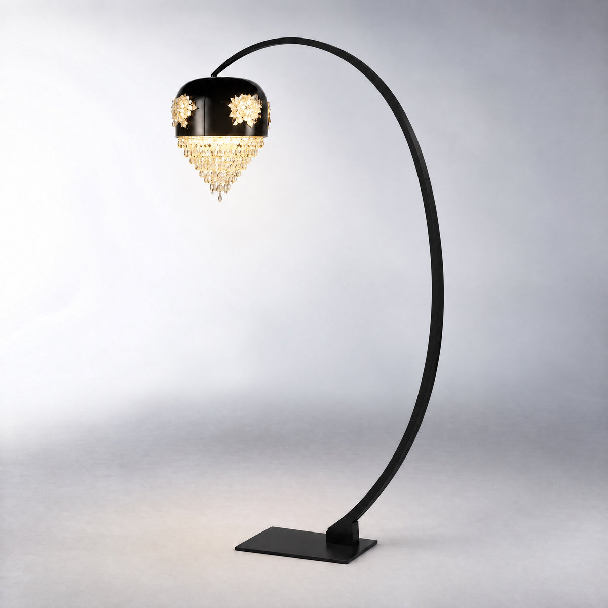 Floral Glory Modern Sculptural Floor Lamp – lights on