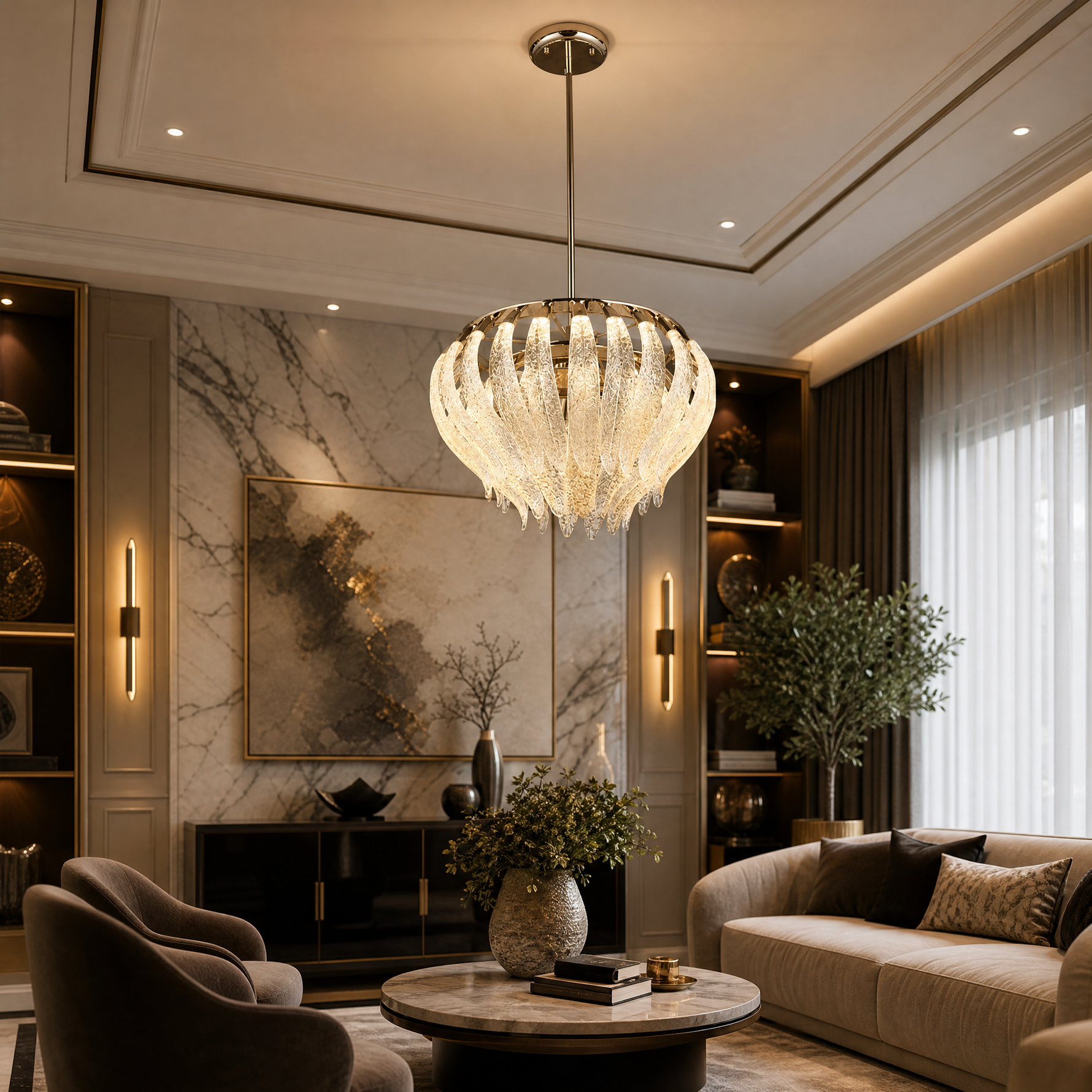 Floral Glory Modern Sculptural Pendant Light - scene