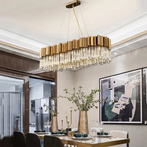 chandelier over kitchen island