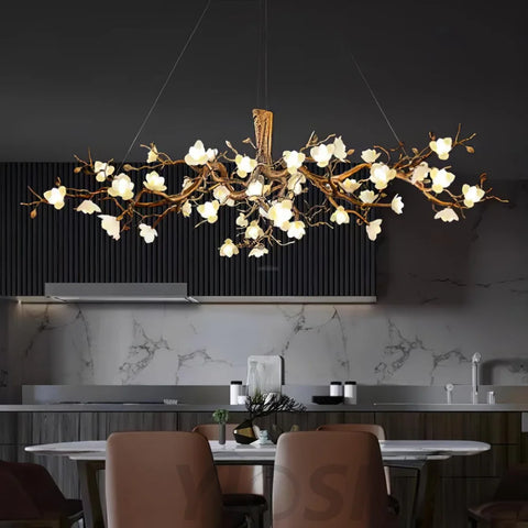 Flower Bloom Branch Type Brass Chandelier Chandelier