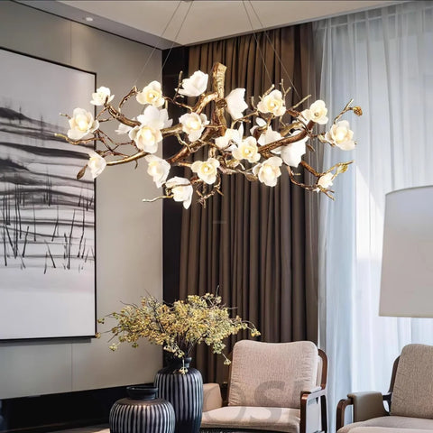 Flower Bloom Branch Type Brass Chandelier Chandelier