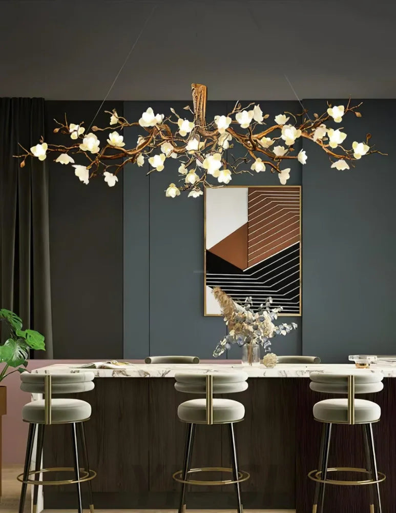 Flower Bloom Branch Type Brass Chandelier Chandelier