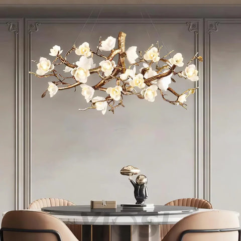 Flower Bloom Branch Type Brass Chandelier Chandelier