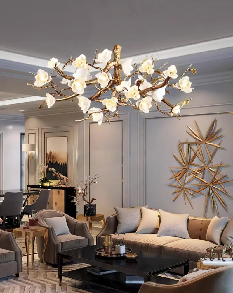 Flower Bloom Branch Type Brass Chandelier - Branch-1-Yiosilamp