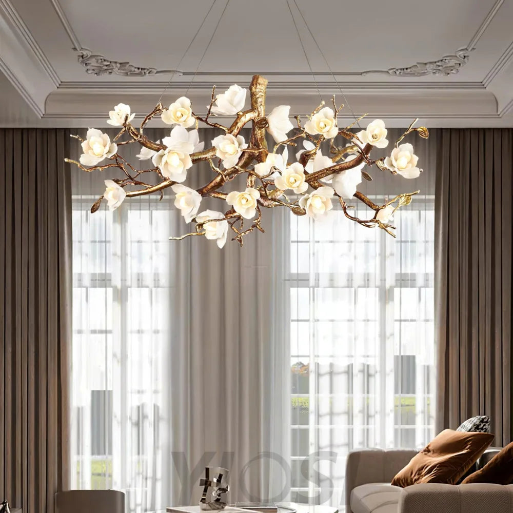 Flower Bloom Branch Type Brass Chandelier Chandelier