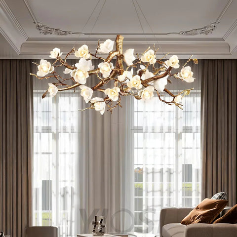 Flower Bloom Branch Type Brass Chandelier Chandelier