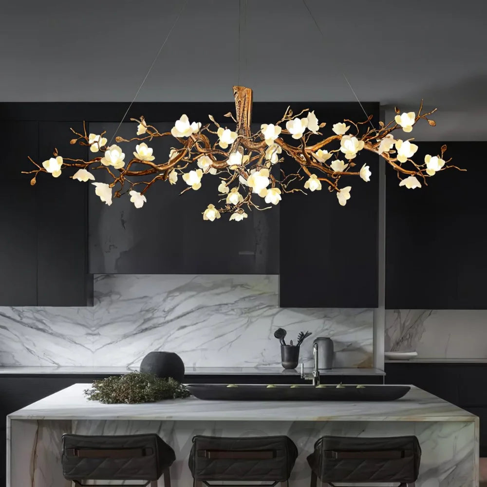 Flower Bloom Branch Type Brass Chandelier Chandelier