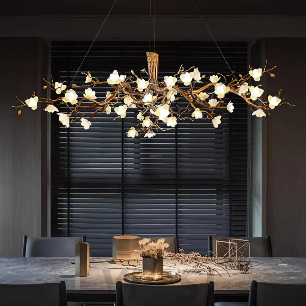 Flower Bloom Branch Type Brass Chandelier Chandelier