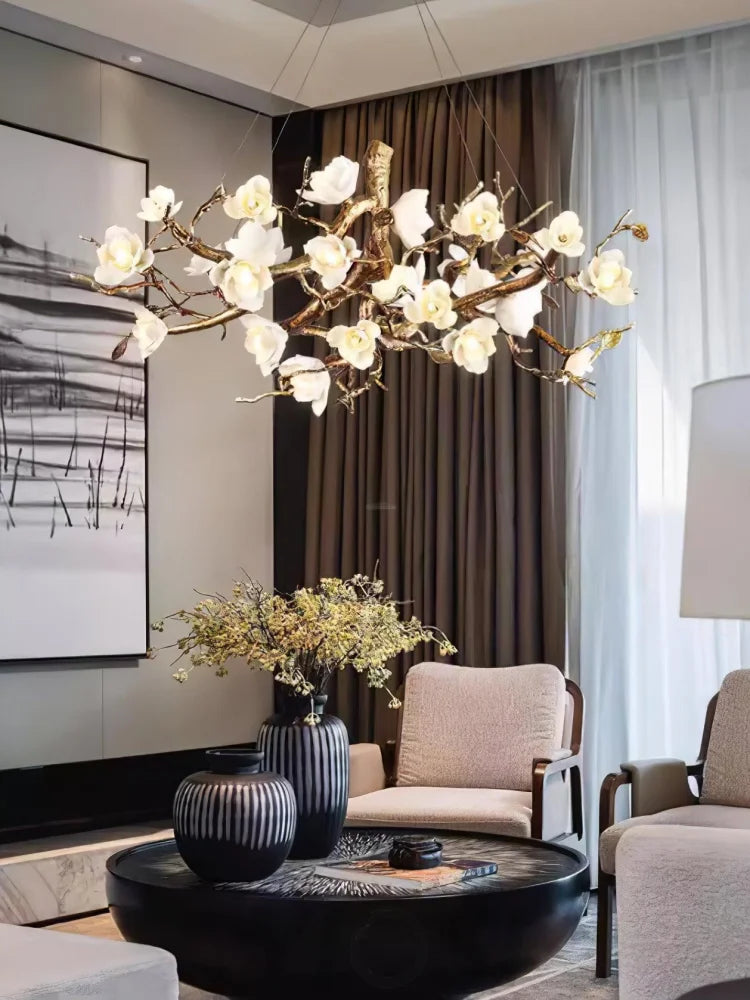 Flower Bloom Branch Type Brass Chandelier Chandelier