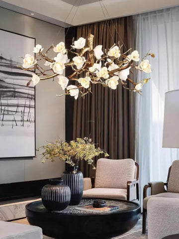 Flower Bloom Branch Type Brass Chandelier Chandelier