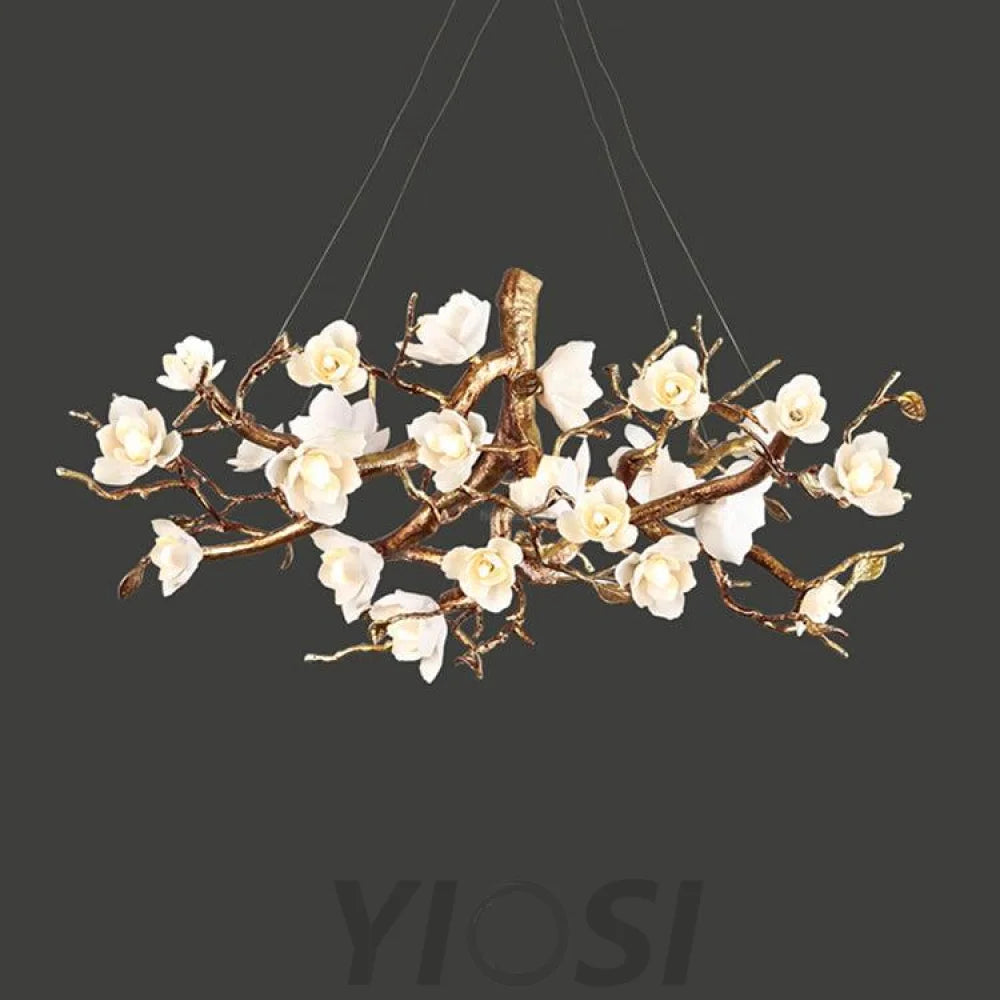 Flower Bloom Branch Type Brass Chandelier - Branch-1-Yiosilamp