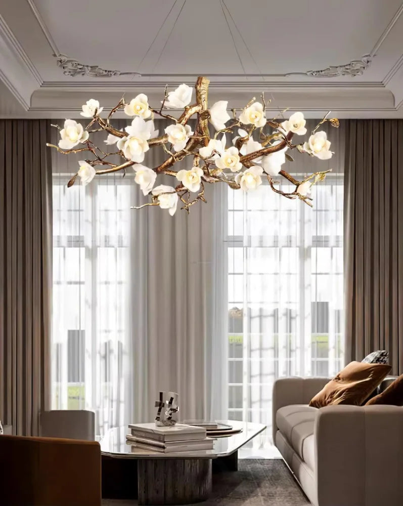 Flower Bloom Branch Type Brass Chandelier - Branch-1-Yiosilamp