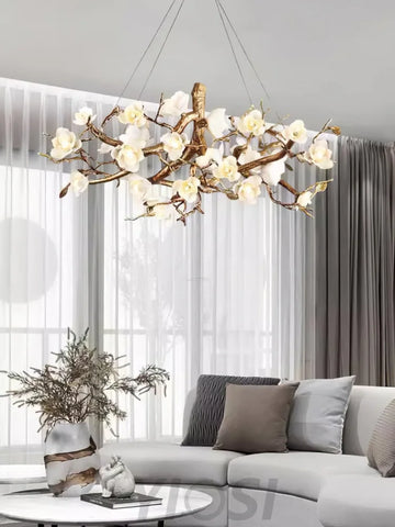 Flower Bloom Branch Type Brass Chandelier Chandelier