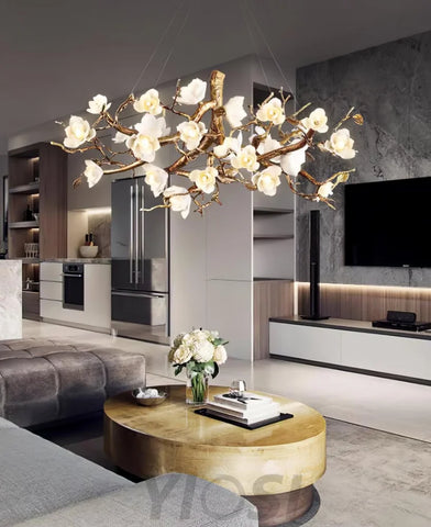 Flower Bloom Branch Type Brass Chandelier - Branch-1-Yiosilamp