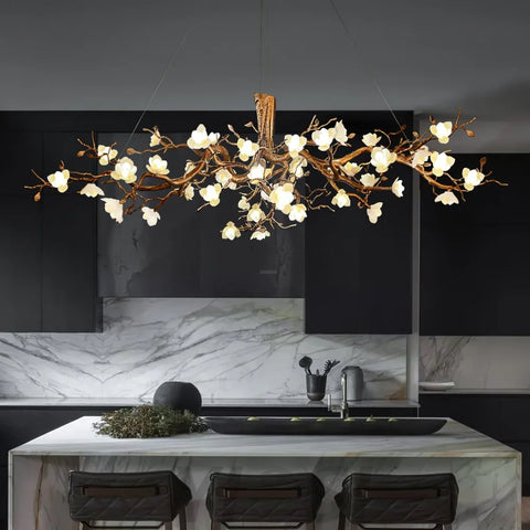 Flower Bloom Branch Type Brass Chandelier Chandelier