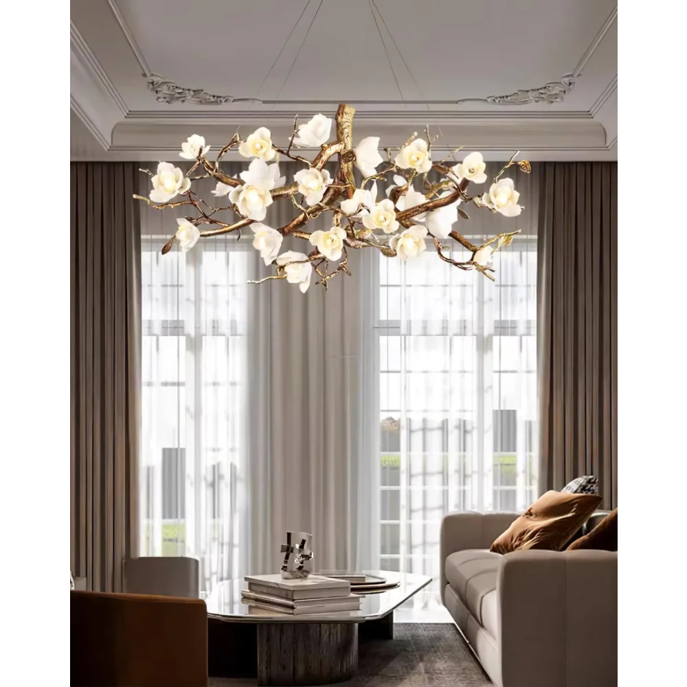 Flower Bloom Branch Type Brass Chandelier - Branch-1-Yiosilamp
