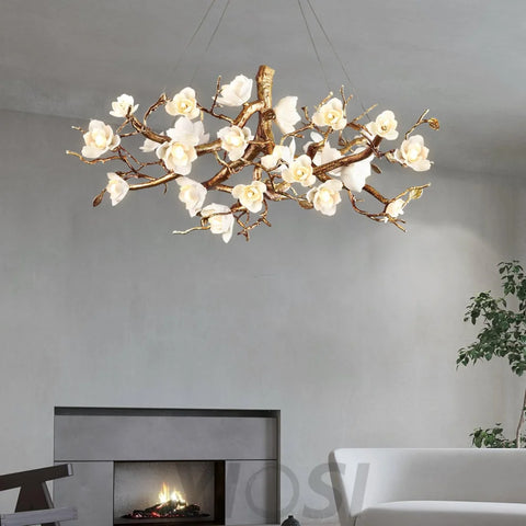 Flower Bloom Branch Type Brass Chandelier - Branch-1-Yiosilamp
