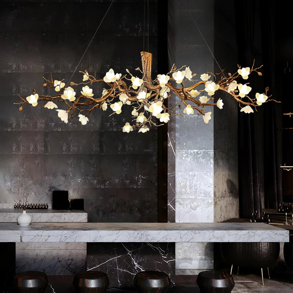 Flower Bloom Branch Type Brass Chandelier Chandelier