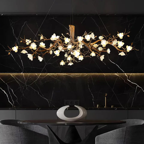 Flower Bloom Branch Type Brass Chandelier Chandelier