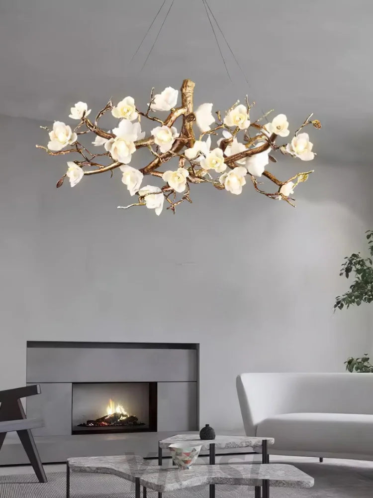 Flower Bloom Branch Type Brass Chandelier Chandelier